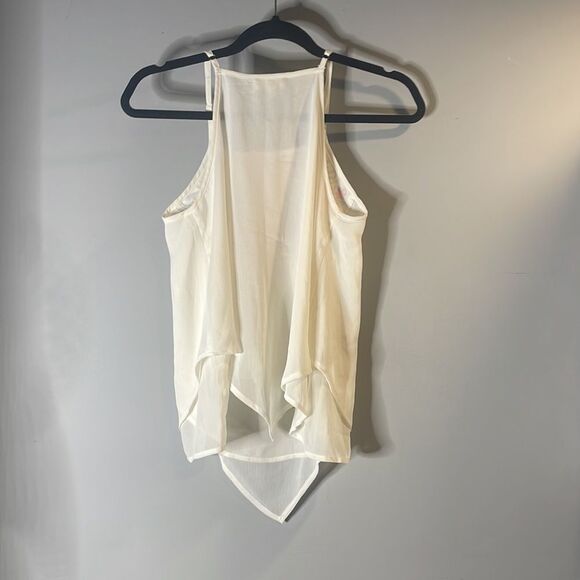Embroidered Off-White Flowy Tank Top - Picture 8 of 12